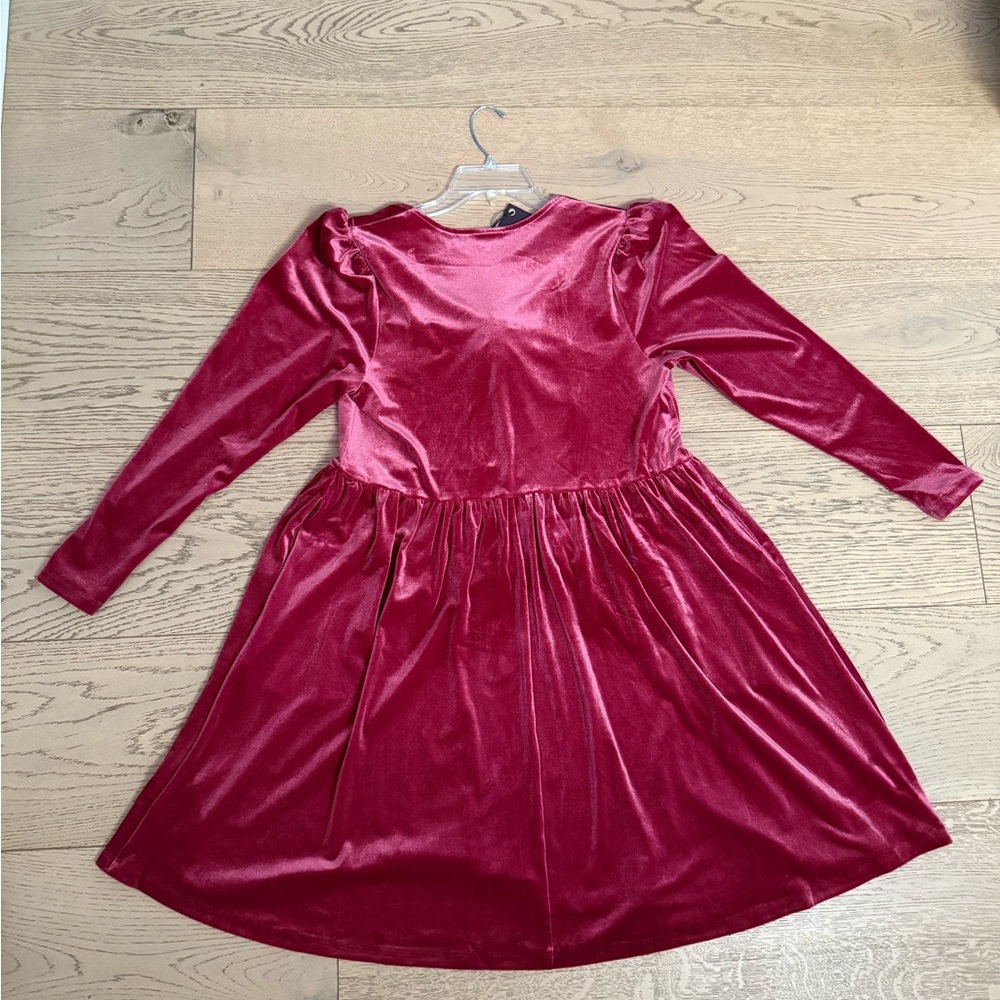 MAKE OFFER Elegant Velvet Long Sleeve Cherry Splash Plus Size Dress 1X - Picture 11 of 15